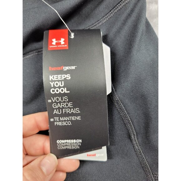 NEW Under Armour Fly Capri Compression Leggings Large black/aqua Blue heat‎ gear - Picture 7 of 11